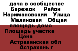 дача в сообществе “Бережок“ › Район ­ Наримановский › Улица ­ Малиновая › Общая площадь дома ­ 20 › Площадь участка ­ 600 › Цена ­ 900 000 - Астраханская обл., Астрахань г. Недвижимость » Дома, коттеджи, дачи продажа   . Астраханская обл.